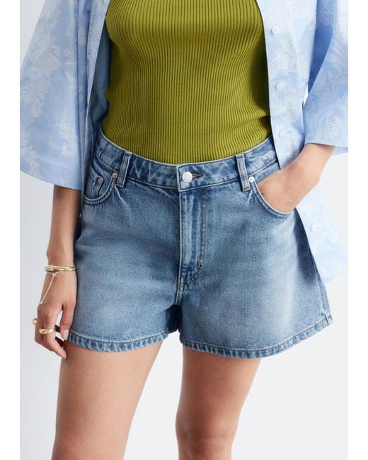 & Other Stories Blue Relaxed Denim Shorts