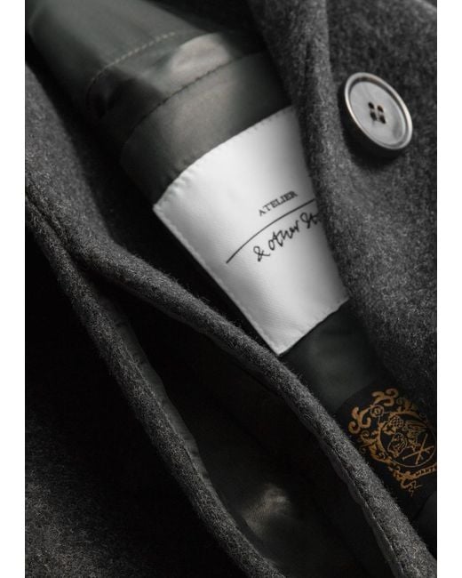 & Other Stories Black Single-Breasted Wool Maxi Coat