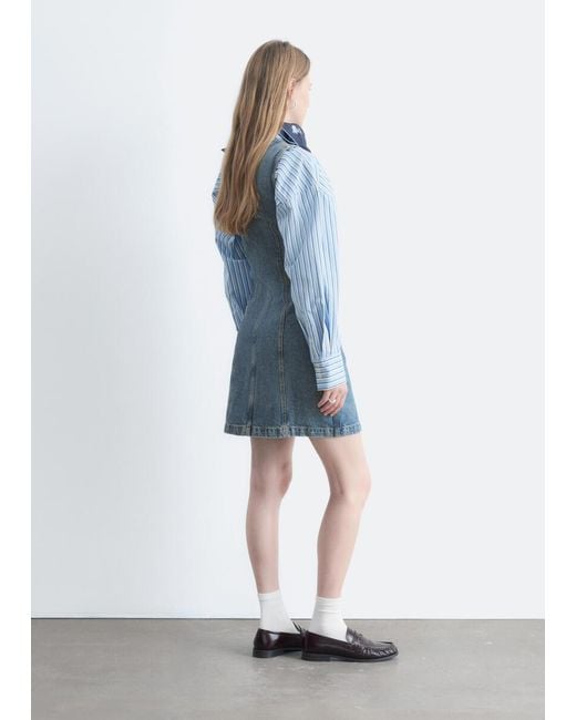 & Other Stories Blue Button-Front Denim Dress