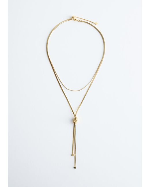 & Other Stories Brown Knot-Detail Lariat Necklace