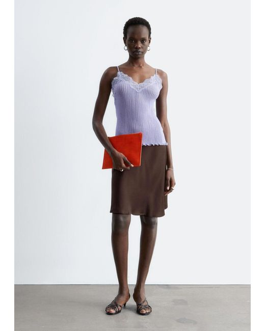 & Other Stories Purple Rib-Knit Lace Camisole