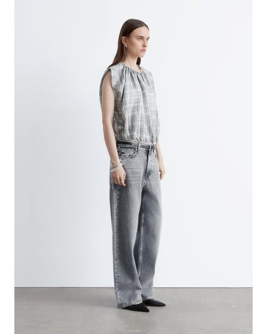 & Other Stories White Drawstring Silk Top