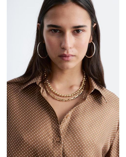& Other Stories Blue Relaxed Silk Shirt