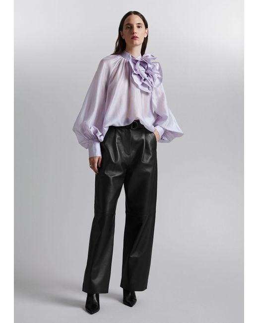 & Other Stories Black Wide Leather Trousers