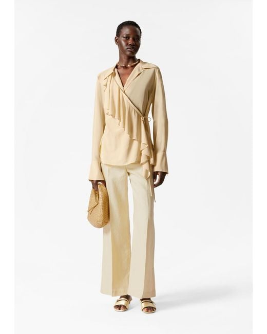 & Other Stories Natural Ruffle Wrap Blouse