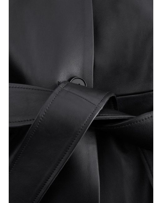 & Other Stories White Tie-Belt Leather Coat