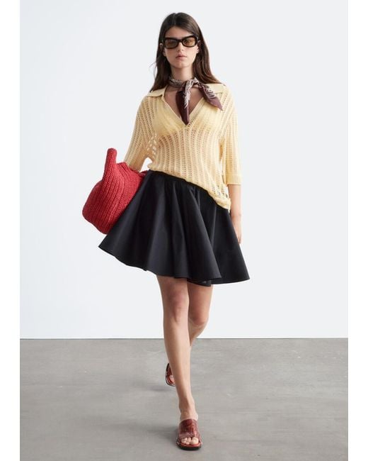 & Other Stories White Cotton Circle Mini Skirt