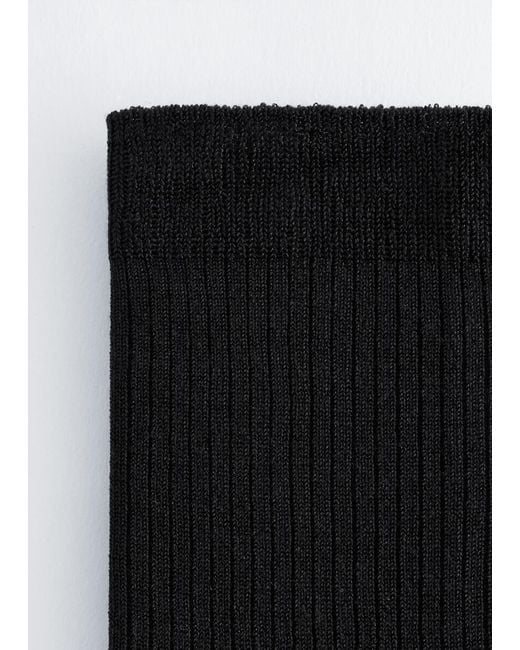 & Other Stories Black Ribbed Silk-Blend Socks