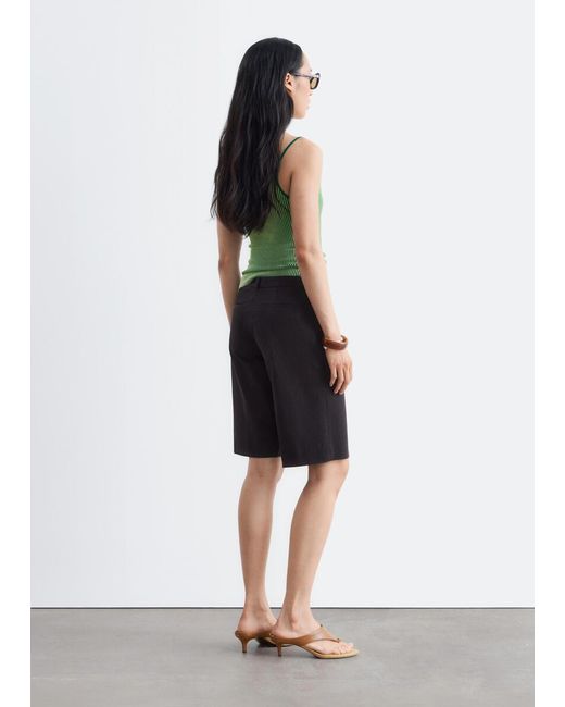 & Other Stories Black Tailored Knee-Length Shorts