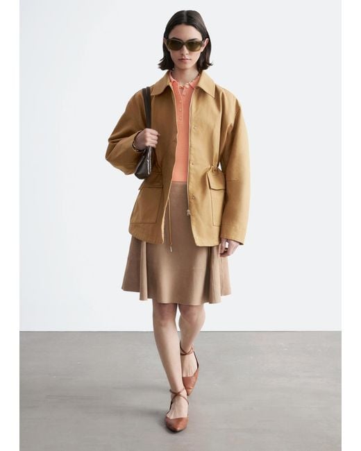 & Other Stories Brown Oversized Drawstring Utility Jacket