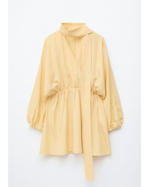 & Other Stories White Scarf-Detail Wrap Mini Dress