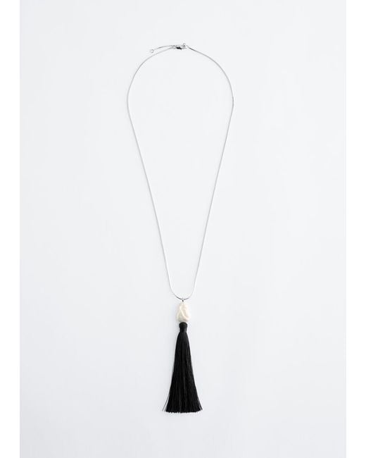 & Other Stories White Tassel Necklace