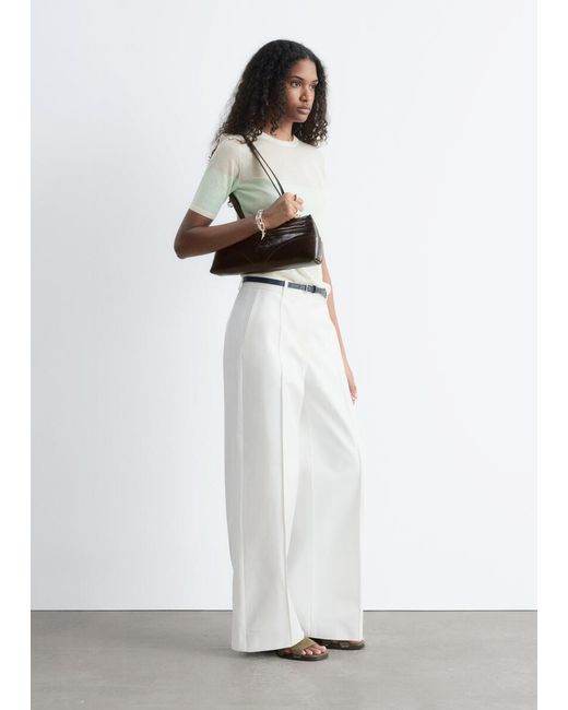 & Other Stories White Sheer Knitted T-Shirt