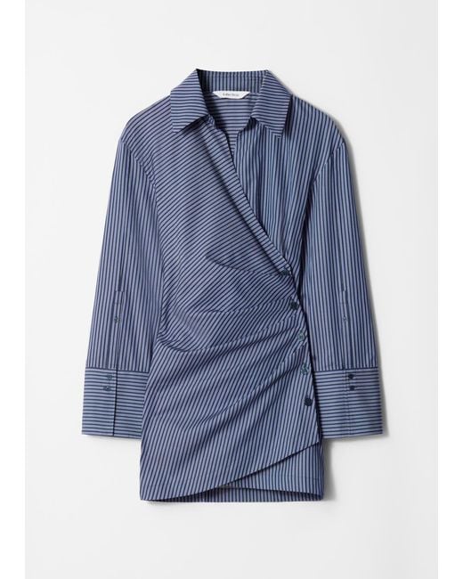 & Other Stories Blue Wrap Shirt Mini Dress