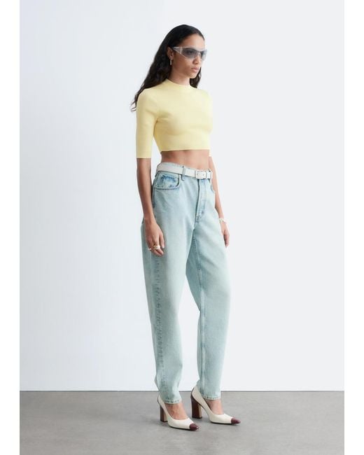 & Other Stories Yellow Slim-Fit Cropped T-Shirt