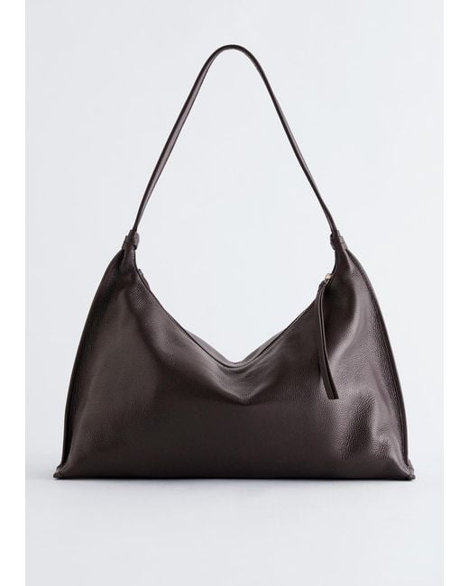& Other Stories Black Leather Tote Bag