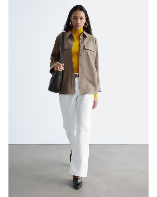 & Other Stories Natural Structured Wool-Cotton Shirt