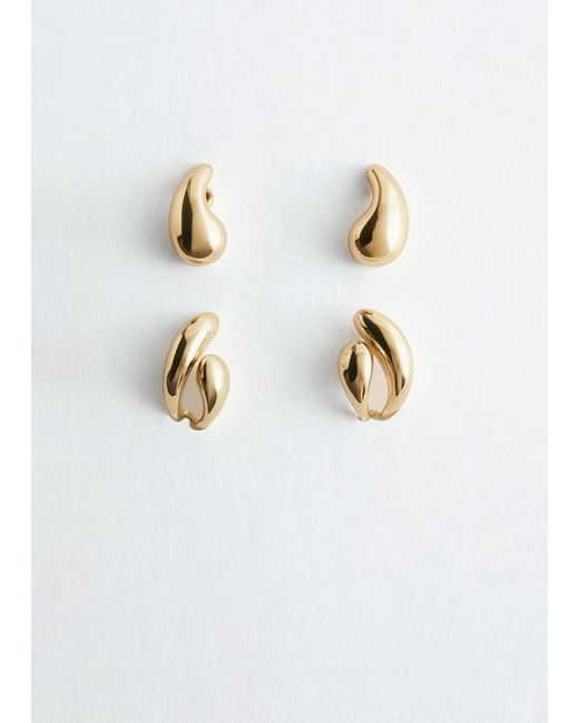& Other Stories White Dome Earrings Set