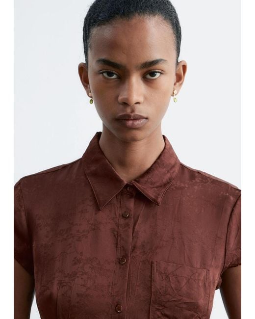 & Other Stories Brown Jacquard Mini Shirt Dress