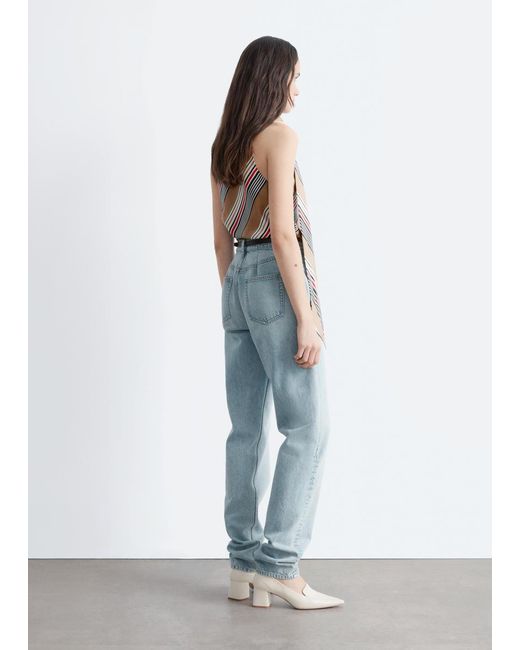 & Other Stories White Scarf-Neck Silk Top