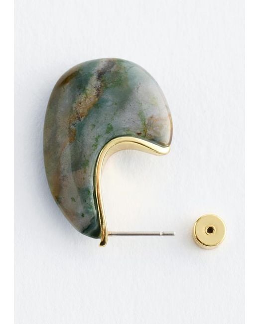 & Other Stories Black Agate Half-Hoop Earrings