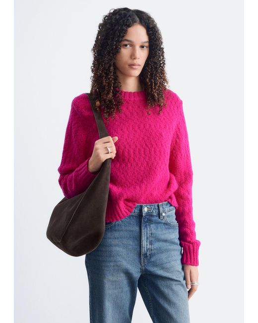 & Other Stories Red Wool-Cotton Bouclé Jumper
