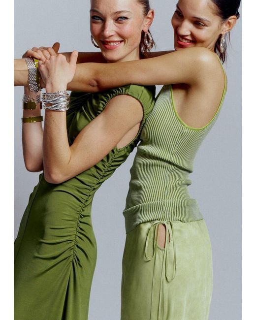 & Other Stories Green Rib-Knit Camisole