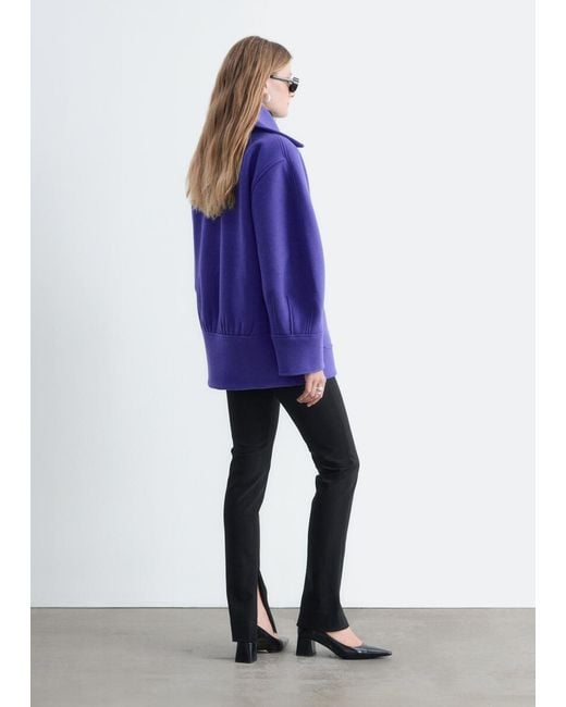 & Other Stories Blue Wide-Collar Peacoat
