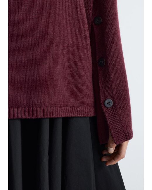 & Other Stories Red Button-Detailed Wool Jumper