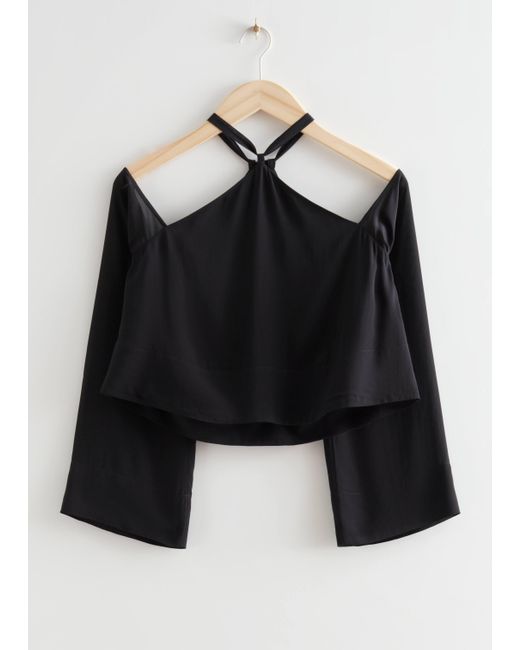 & Other Stories Black Off-Shoulder Halter Top