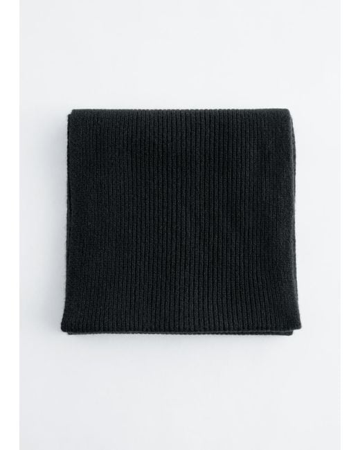& Other Stories Black Cashmere Knit Scarf