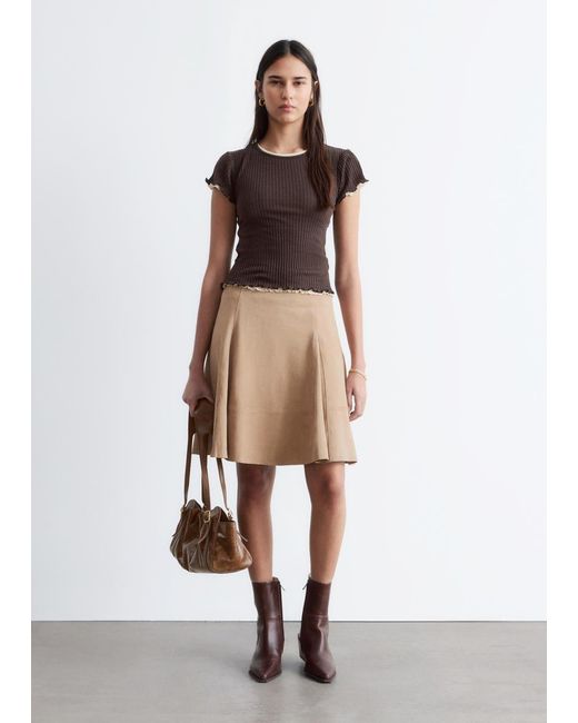 & Other Stories Brown Ribbed Wool T-Shirt