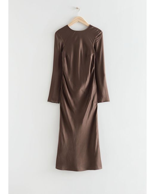 & Other Stories Brown Open Back Midi Dress
