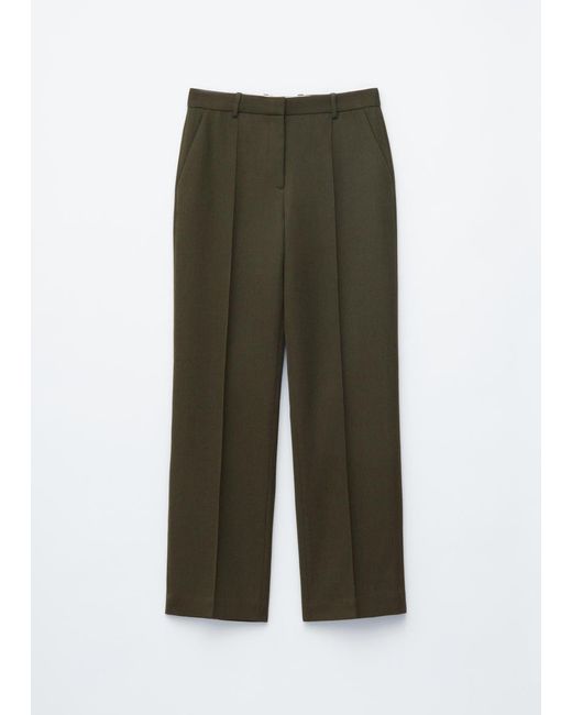 & Other Stories Green Wool-Blend Tailored Trousers