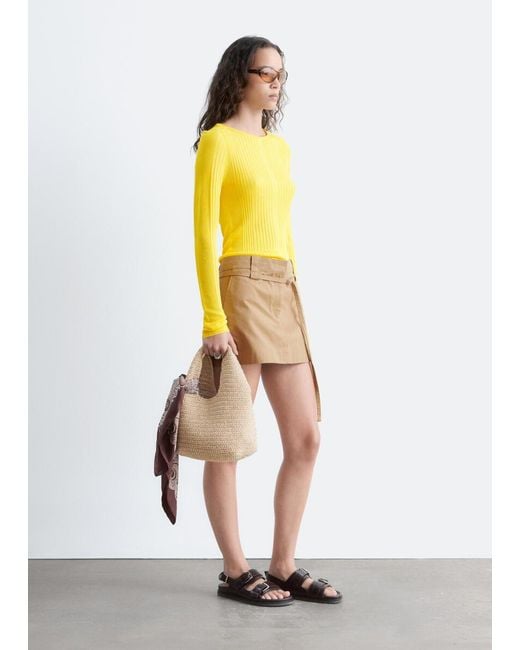 & Other Stories Yellow Ribbed Top