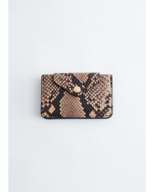 & Other Stories White Snake Effect Leather Card Holder