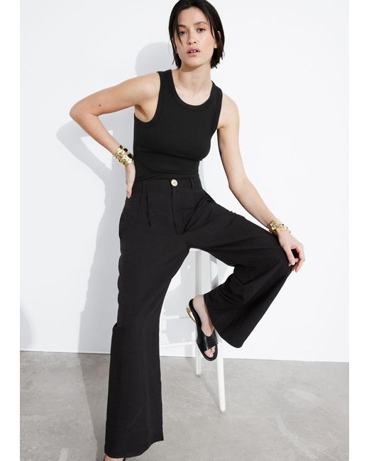 & Other Stories Black Relaxed Breezy Trousers