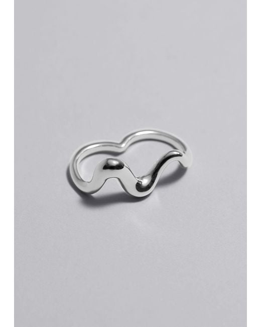 & Other Stories Metallic Sculpted Two-finger Ring