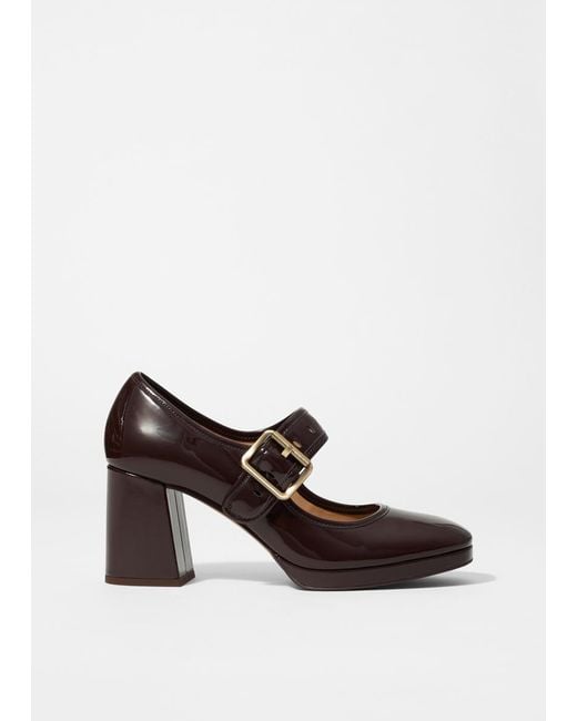 & Other Stories White Mary-Jane Leather Pumps