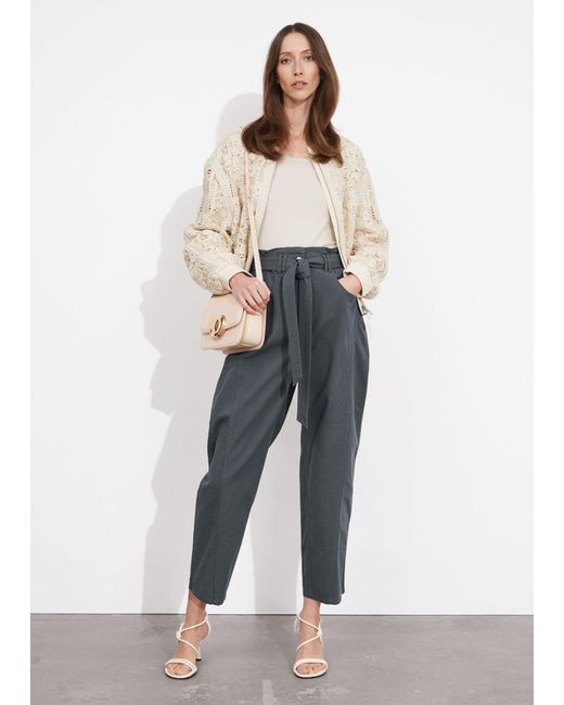 & Other Stories Blue Paperbag Waist Trousers