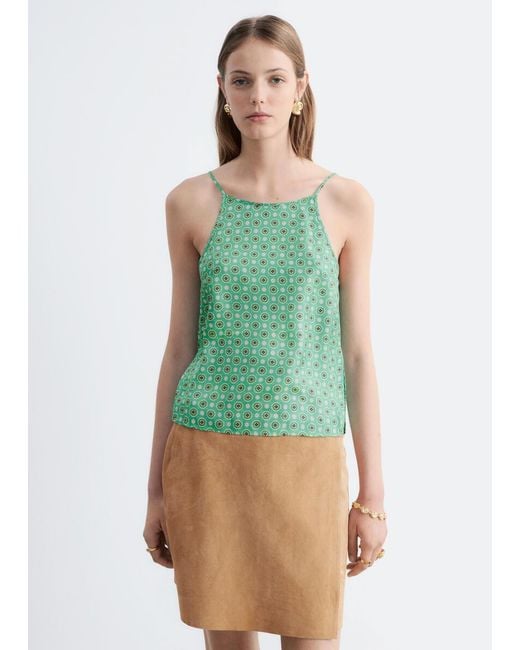 & Other Stories Green Silk Tank Top