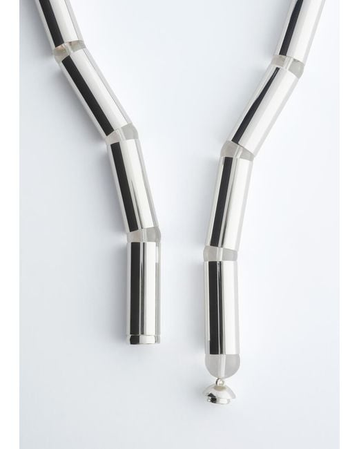 & Other Stories White Polished Brass Necklace