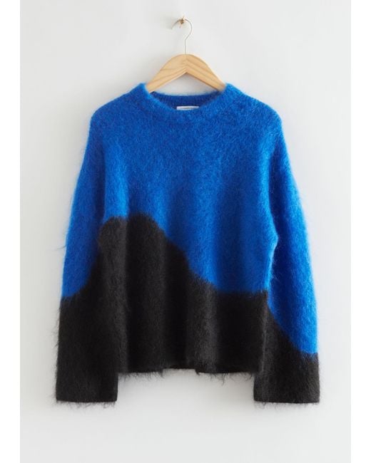 & Other Stories Blue Relaxed Fluffy Mohair Sweater