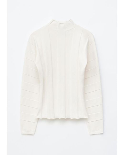 & Other Stories White Ribbed Mock-Neck Top