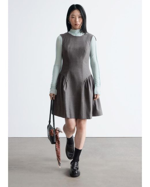 & Other Stories White Flared Wool Mini Dress