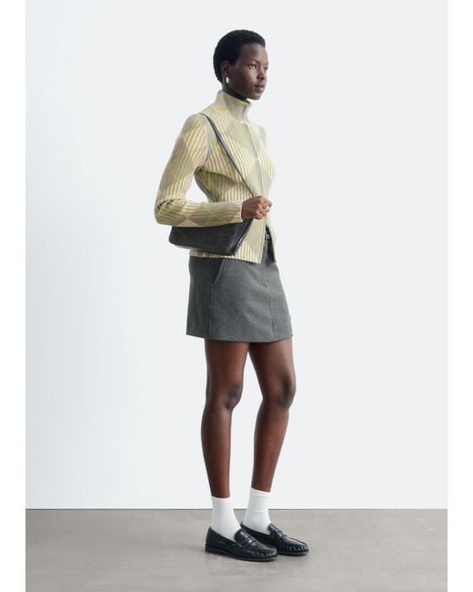 & Other Stories Natural Wool-Cotton Zip Cardigan
