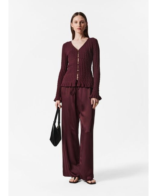 & Other Stories Purple Textured Knit Cardigan