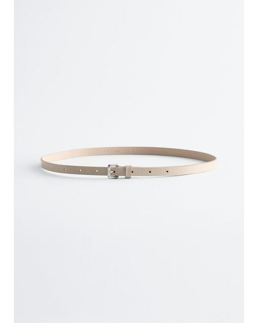 & Other Stories White Slim Leather Belt