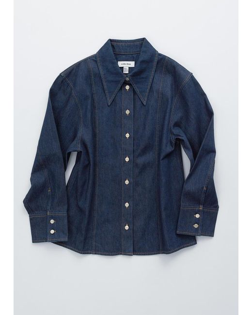 & Other Stories Blue Topstitched Denim Shirt