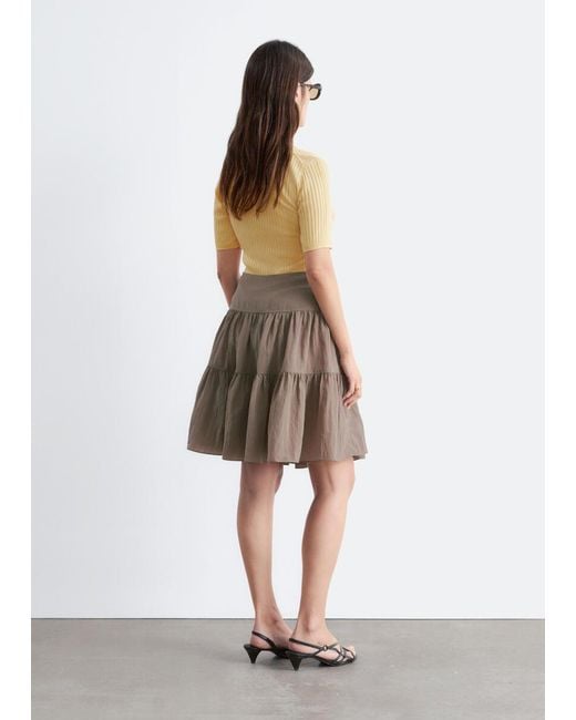 & Other Stories White Tiered Knee-Length Skirt